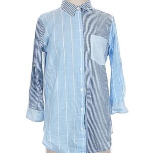 DASH Women’s Blue Striped Button Down Shirt - Size Small